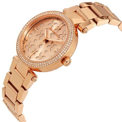 Michael Kors Mini Parker Rose Floral Cutout Dial Ladies Watch 